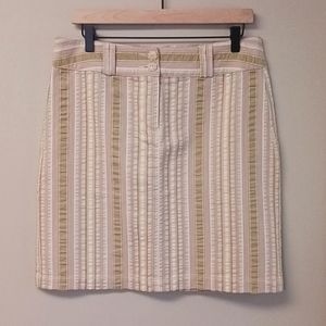 Cabi Mini Skirt Seersucker Cotton Sage Green/Cream Stripes Size 8